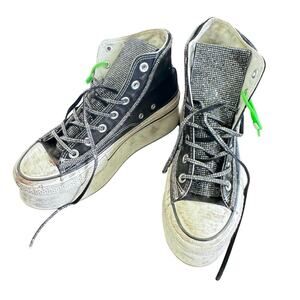 Stylish Black and Silver High-Top Athletic Shoes